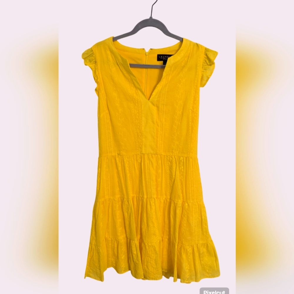 Yellow Ruffle Sleeve Dress